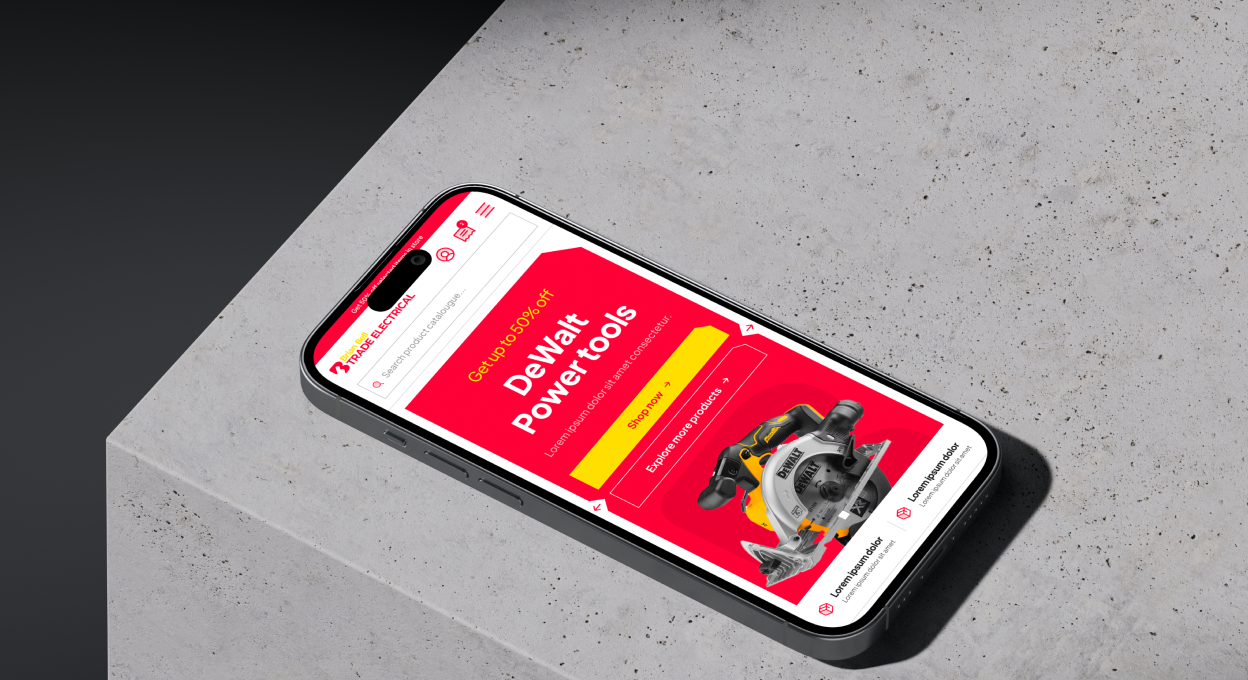 Smartphone displaying Dewalt power tools sale.