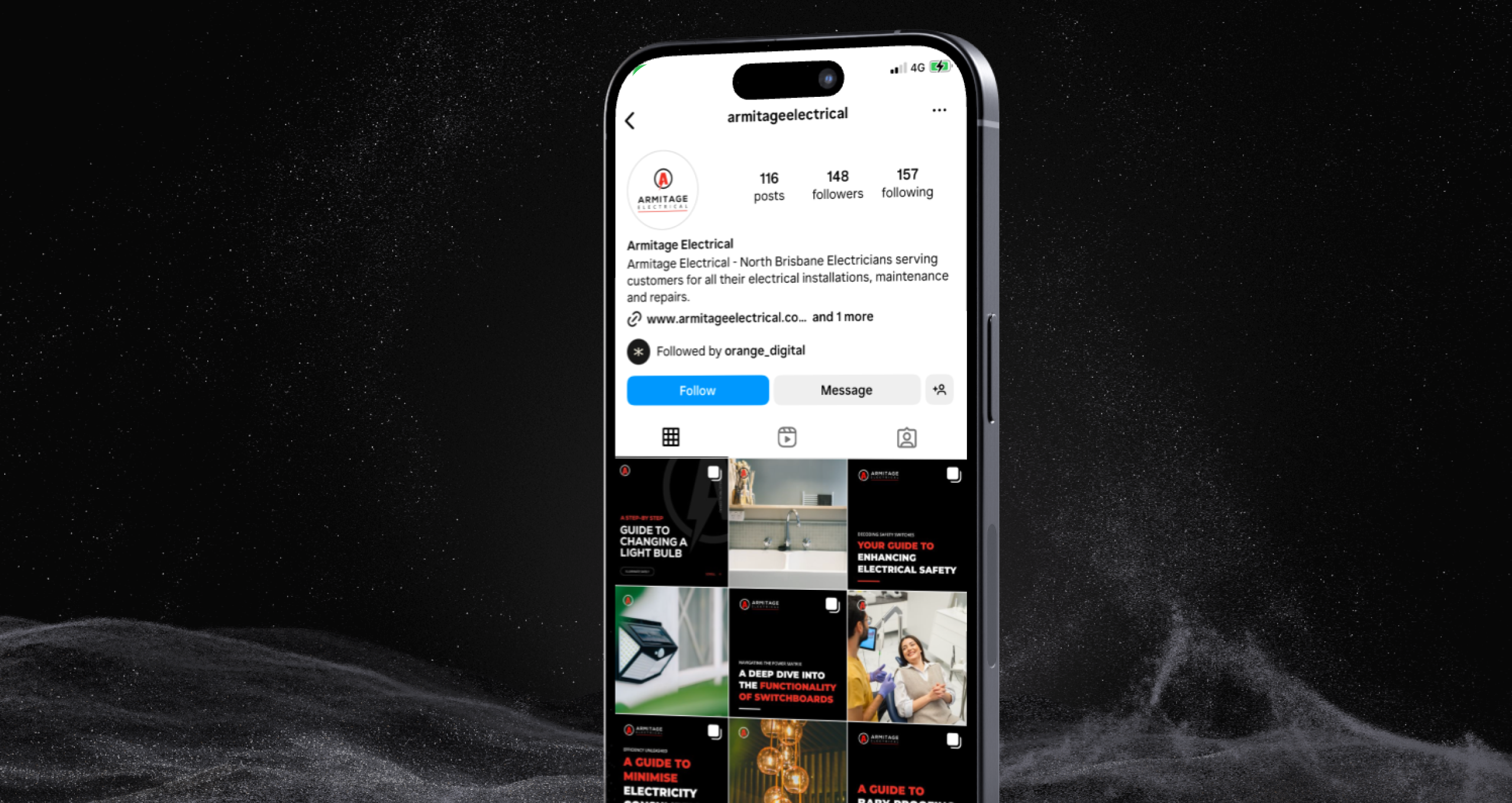 Armitage Electrical Instagram profile page.